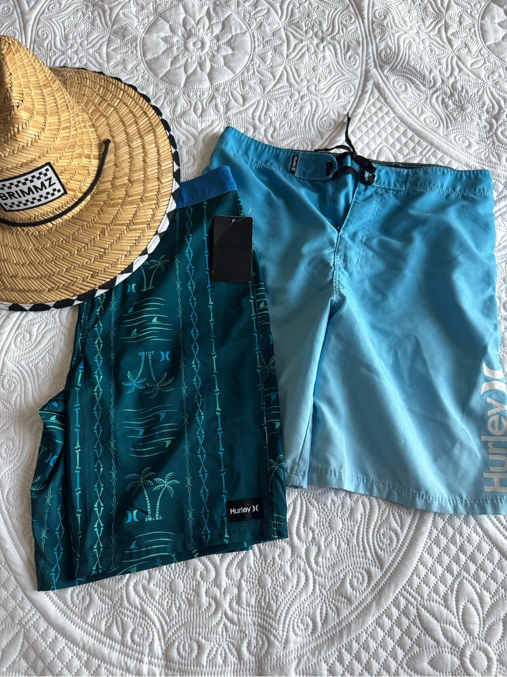 Hurley Boys Teal Pattern & Light Blue Boardshorts